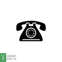 Vintage office phone icon. Simple solid style. Old, retro, classic, helpline, hotline, technology concept. Black silhouette, glyph symbol. Vector illustration isolated on white background. EPS 10.