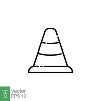 Road cone icon. Simple outline style. Construction, work safety, street security, two plastic cone concept. Thin line symbol. Vector illustration isolated on white background. EPS 10.