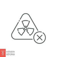 No radiation icon. Simple outline style. Uranium radiation sign, science security label, badge concept. Thin line symbol. Vector illustration isolated on white background. Editable stroke EPS 10.