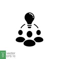 Collaboration idea icon. Simple solid style. Business team with lightbulb, innovation collaborate contact. Black silhouette, glyph symbol. Vector illustration isolated on white background. EPS 10.