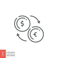 Currency exchange icon. Simple outline style. Money conversion, swap, convert, dollar change, cash concept. Thin line symbol. Vector illustration isolated on white background. Editable stroke EPS 10.