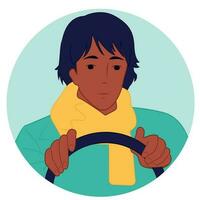 Avatar guy driver. Color vector illustration.