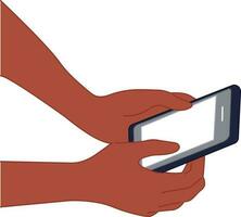 Using a smartphone to communicate. hands holding phone vector