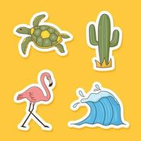 Colorful hand drawn summer stickers collection vector