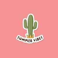 Colorful hand drawn summer Vibes sticker vector