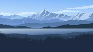 Nature landscape with lake and mountains in the background vector