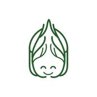 diseño del logotipo de kimchi, vector de comida tradicional coreana, ilustración del logotipo de verduras verdes de repollo, icono de la marca de la empresa