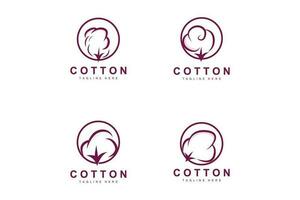 Cotton Logo, Soft Cotton Flower Design Vector Natural Organic Plants Apparel Materials And Beauty Textiles