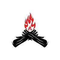 Bonfire Logo, Wood Burning And Fire Design, Camping Adventure Vintage vector