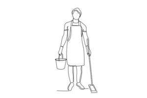 A man holding cleaning equipment vector