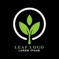 leaf circle logo flat design isolated white background vector