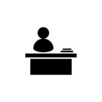 admin icon, silhouette design of man behind desk vector