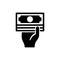 cash withdrawal icon black and white silhouette vector illustration