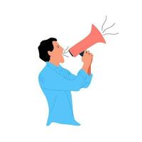 Printconcept illustration of person using toa loudspeaker vector