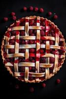 Summer pie with berries. Illustration AI Generative photo