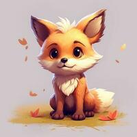 Cute small fox illustration. Kids book, cartoon, fairy tale style. Generative AI photo