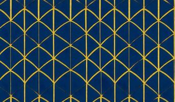 Argyle pattern. Navy blue with thin golden dotted line. Seamless dark background. AI Generative photo