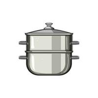 pot double boiler pan cartoon vector illustration