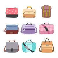 laptop bag set cartoon vector illustration