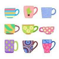 cup ceramic set cartoon vector illustration