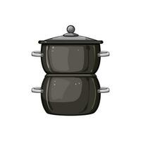 kitchen double boiler pan cartoon vector illustration