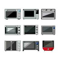 oven kitchen set cartoon vector illustration