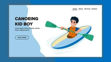 canoeing kid boy vector