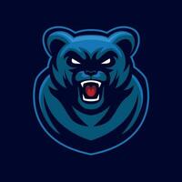 Bear head mascot with blue color ready to add text vector