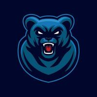 Bear head mascot with blue color ready to add text vector