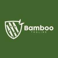 Bamboo Logo, Panda Food Green Plant Vector, Simple Minimalist Design, Illustration Element Template vector