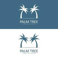 Coco árbol logo, palma árbol puesta de sol playa vector, elegante minimalista sencillo diseño, símbolo modelo icono vector