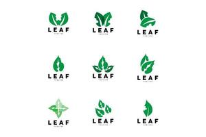 Green Leaf Logo, Ecology Natural Plant Vector, Nature Design, Illustration Template Icon vector