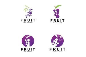 Grape Logo, Farm Fruit Vector, Fresh Purple Fruit Design, Grape Product Icon, Fruit Shop vector