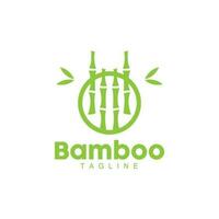 Bamboo Logo, Panda Food Green Plant Vector, Simple Minimalist Design, Illustration Element Template vector