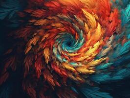 Colorful Swirling radial vortex background created with technology. photo