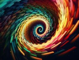 Colorful Swirling radial vortex background created with technology. photo