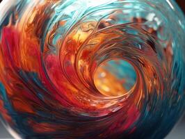 Colorful Swirling radial vortex background liquid translucent glass created with technology photo