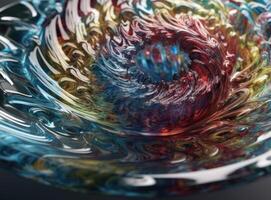 Colorful Swirling radial vortex background liquid translucent glass created with technology photo