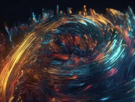 Colorful Swirling radial vortex background liquid translucent glass created with technology photo