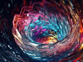 Colorful Swirling radial vortex background liquid translucent glass created with technology photo