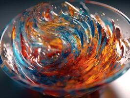 Colorful Swirling radial vortex background liquid translucent glass created with technology photo