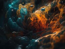 Bright fluid marble paint pattern Dynamic liquid shapes background created with technology photo