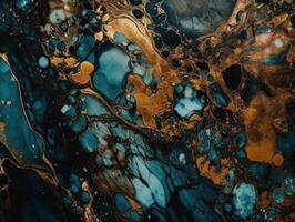 Bright fluid marble paint pattern Dynamic liquid shapes background created with technology photo