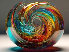 Colorful Swirling radial vortex background liquid translucent glass created with technology photo