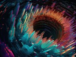 Colorful Swirling radial vortex background liquid translucent glass created with technology photo