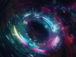 Colorful Swirling radial vortex background liquid translucent glass created with technology photo