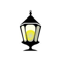 Street Lamp Logo, Lantern Lamp Vector, Lighting Classic Retro Design, Silhouette Icon Premium Template vector