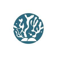 Seaweed Logo, Ocean Ornamental Plant Design, Marine Life Vector, Symbol Illustration vector