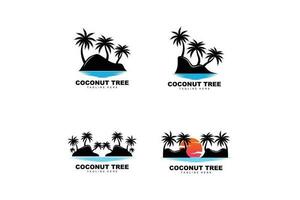 Coconut Tree Logo, Palm Tree Sunset Beach Vector, Elegant Minimalist Simple Design, Symbol Template Icon vector