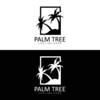 Coconut Tree Logo, Palm Tree Sunset Beach Vector, Elegant Minimalist Simple Design, Symbol Template Icon vector